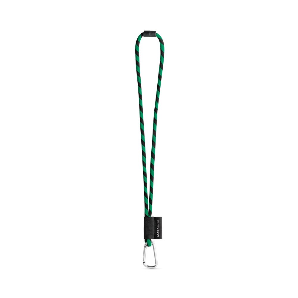 75089. SET Lanyard TUBE Long (Ø 7 mm) mit 55 mm D-förmigem Karabiner und Ø 7 mm Sicherheitsverschluss - schwarz, grün