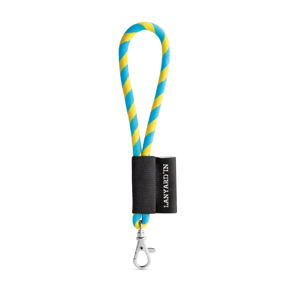75090. SET Lanyard TUBE Short (Ø 7 mm) mit 9 mm Schnapperkarabiner - Gelb, Hellblau