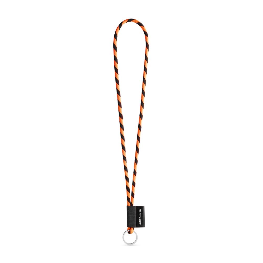 75093. SET Lanyard TUBE Long (Ø 7 mm) mit Ring Ø 32 mm - schwarz, orange