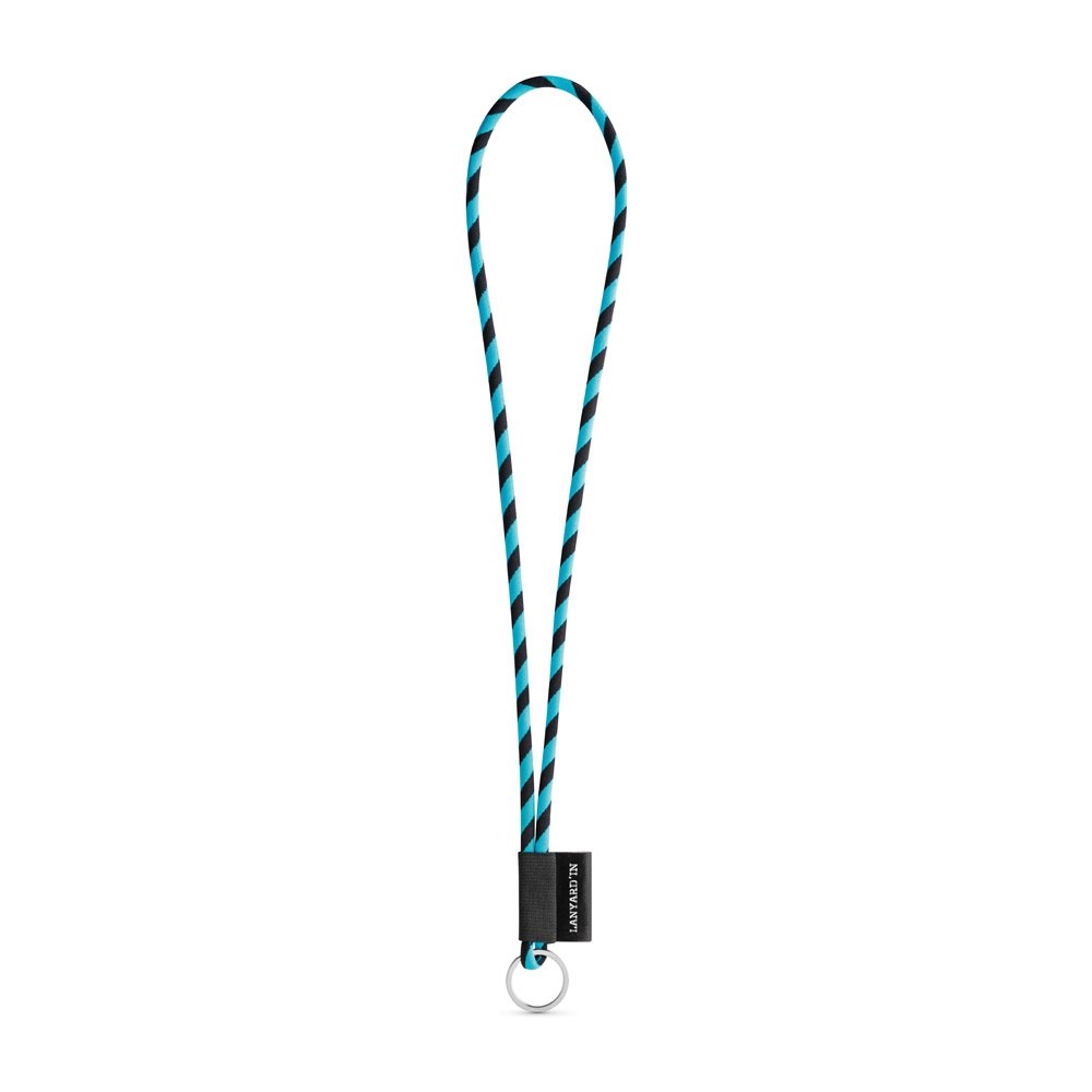 75093. SET Lanyard TUBE Long (Ø 7 mm) mit Ring Ø 32 mm - 353 - Schwarz, Hellblau