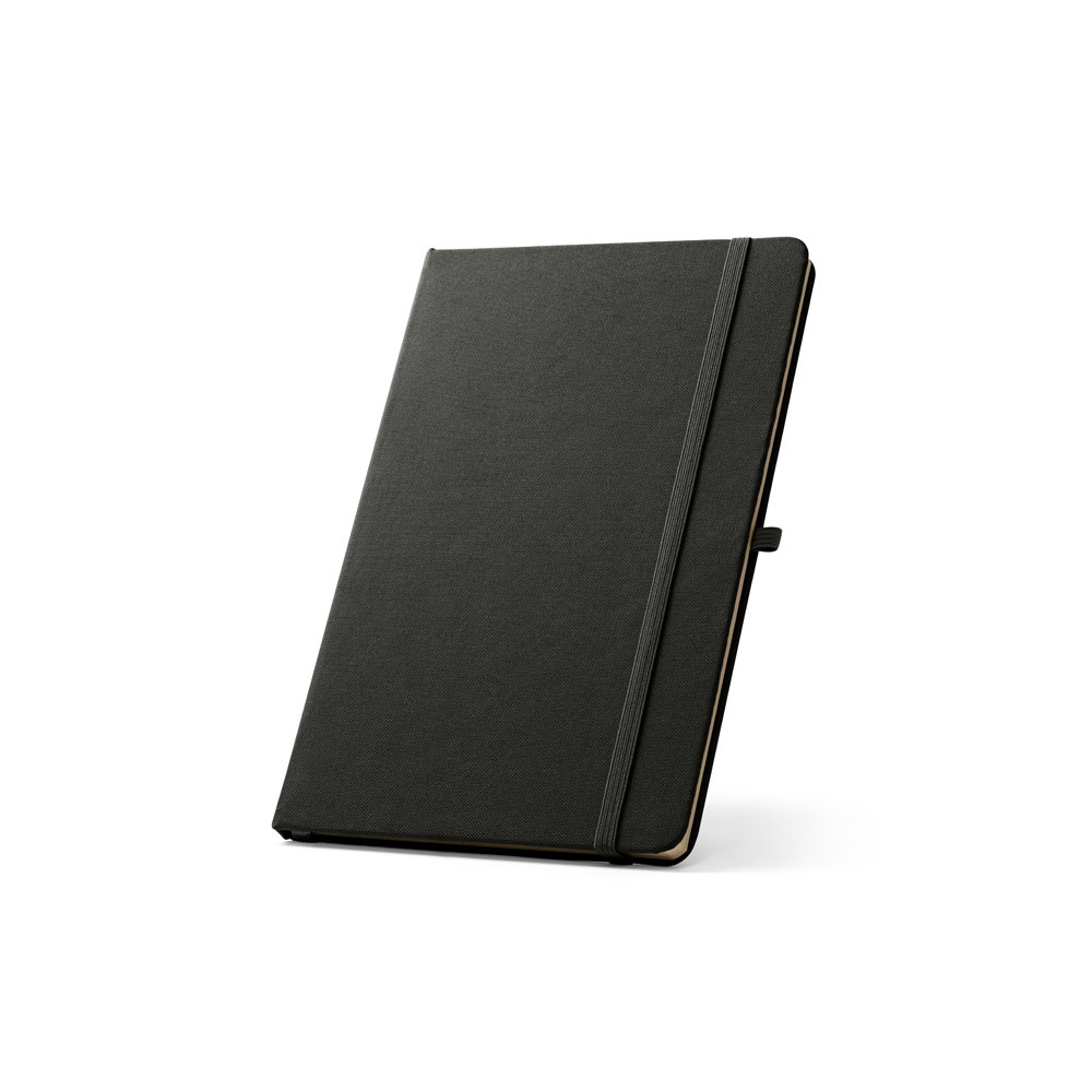 ANNE. A5 Notizbuch aus recyceltem Polyester (100% rPET) mit linierten Seiten - schwarz