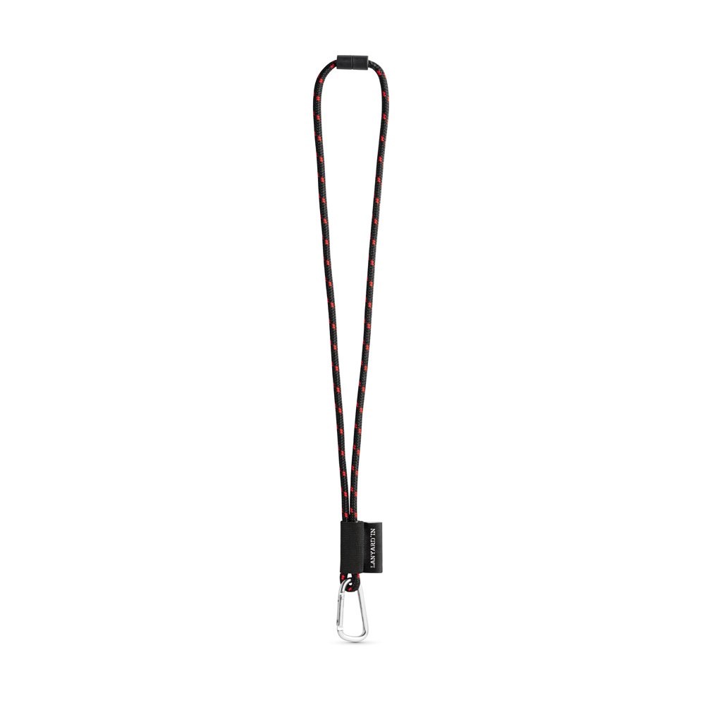 75091. SET Lanyard NAUTIC Long (Ø 7 mm) mit 55 mm D-förmigem Karabiner und Ø 7 mm Sicherheitsverschluss - schwarz, rot