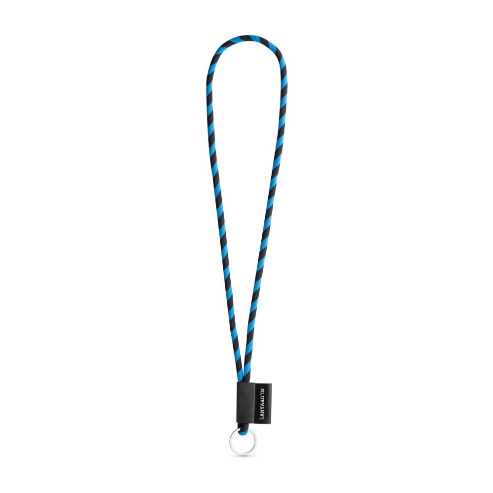 75093. SET Lanyard TUBE Long (Ø 7 mm) mit Ring Ø 32 mm - Schwarz, Königsblau