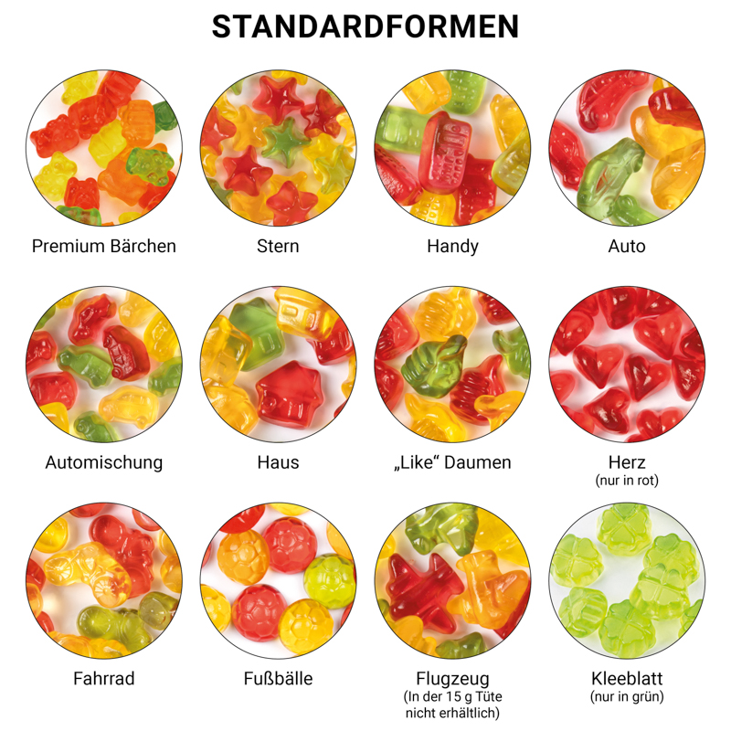 Fruchtgummi Tetraeder, weiße Folie, Trolli Fruchtgummi Sterne