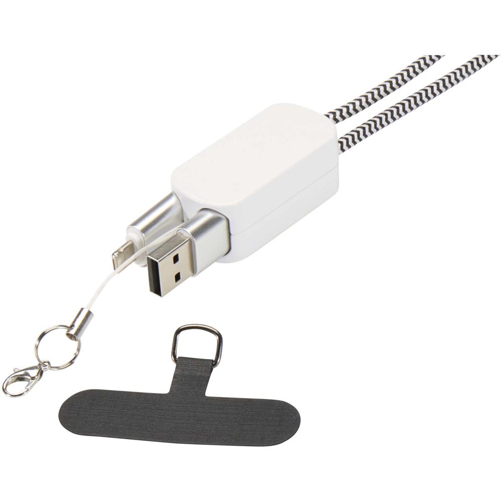 Anser Smartphone Lanyard aus recyceltem Kunststoff mit 27 W 5-in-1 integriertem Kabel