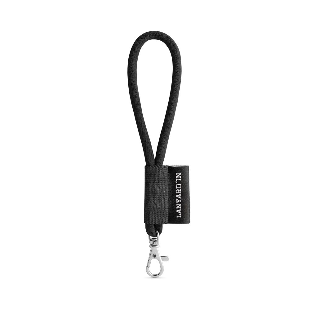 75090. SET Lanyard TUBE Short (Ø 7 mm) mit 9 mm Schnapperkarabiner - 300 - Schwarz