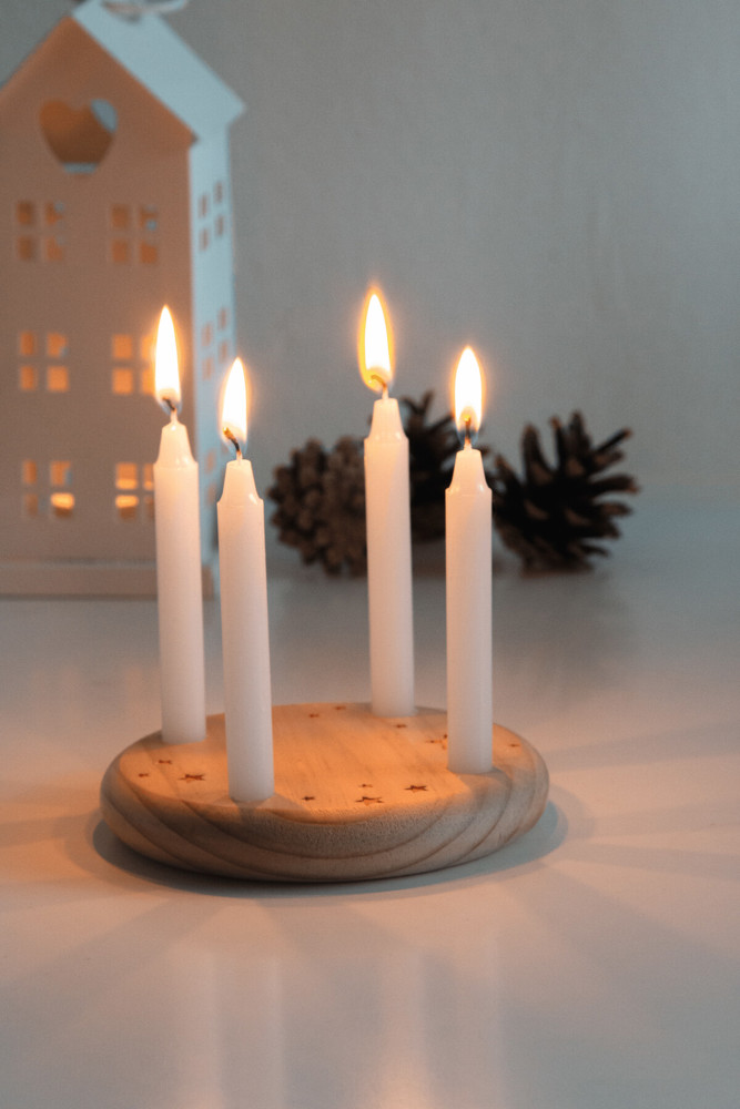 4-CHRISTMAS - Kleiner Holz-Adventskranz
