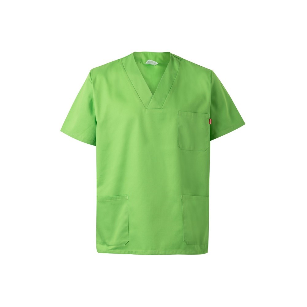 VL ILLAPA. Tunika aus Twill (190g/m²) mit kurzen Ärmeln, aus Polyester (65%) und Baumwolle (35%) - Limette