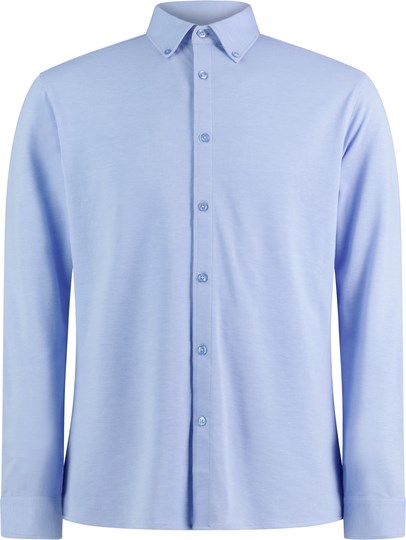 Kustom Kit - Tailored Fit Superwash® 60º Pique Shirt Long Sleeve - Light Heather Blue