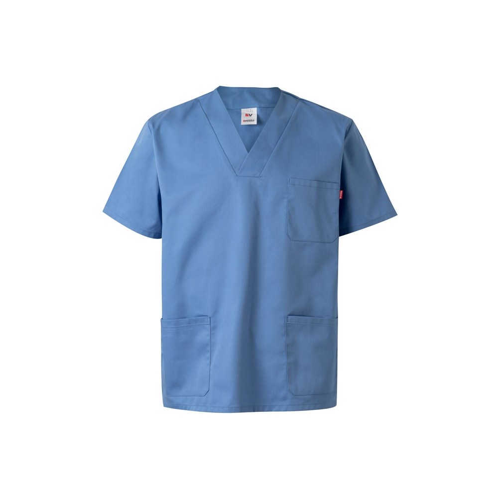 VL ILLAPA. Tunika aus Twill (190g/m²) mit kurzen Ärmeln, aus Polyester (65%) und Baumwolle (35%) - Pastellblau